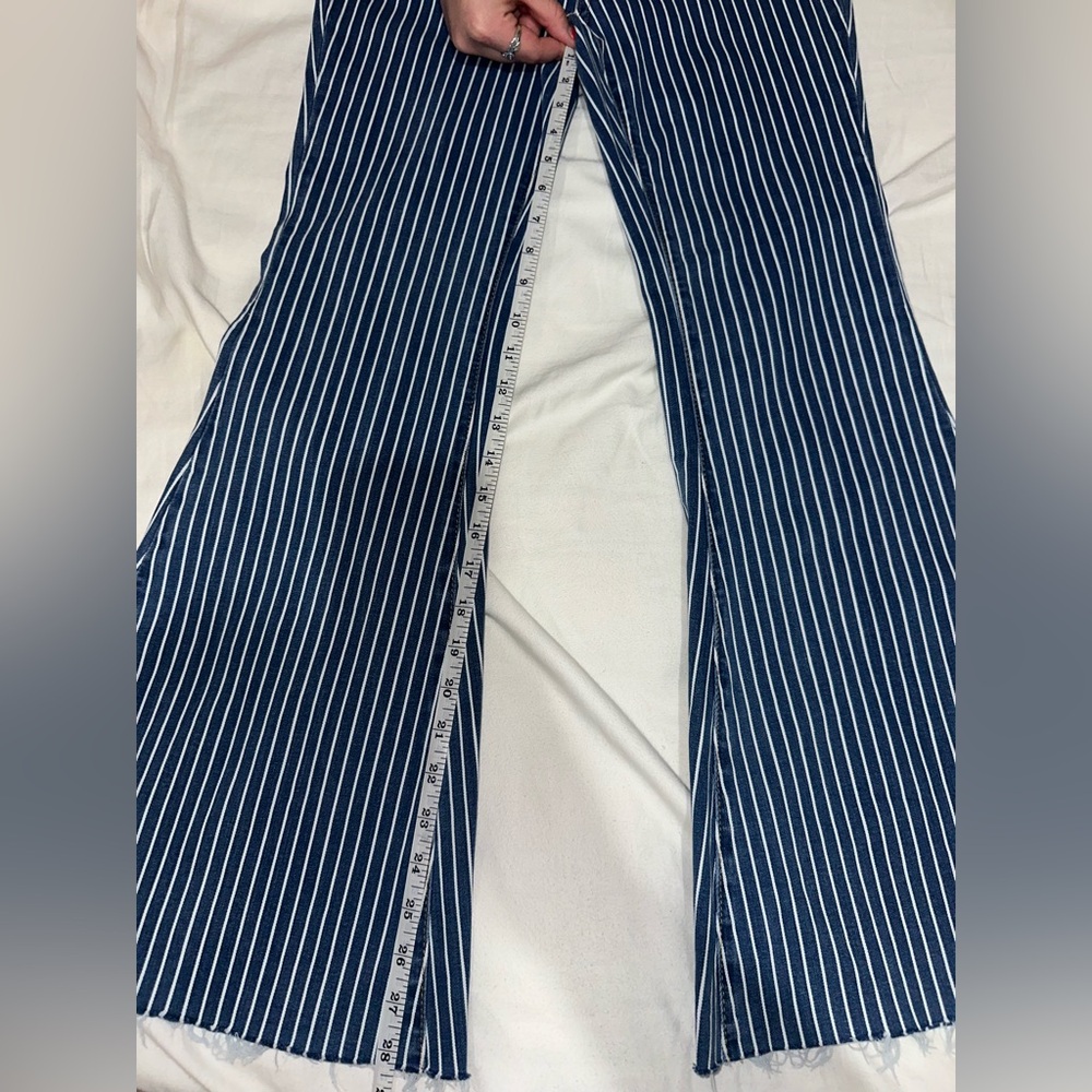Judy Blue Navy and White Striped Flare Pants - Picture 4 of 6